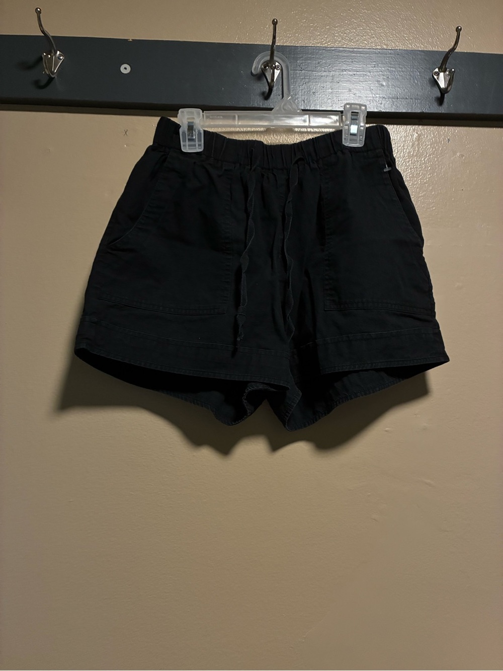 Women's Black Drawstring Athletic Shorts with Front Pockets